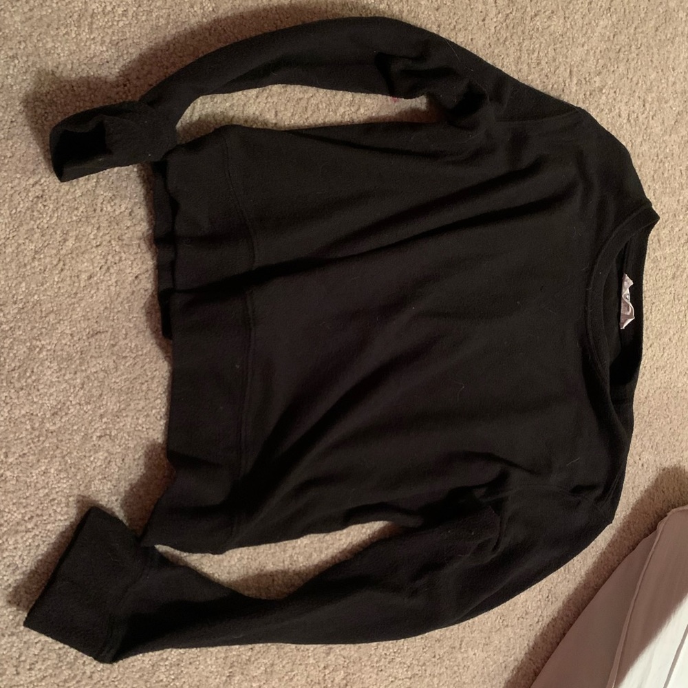 Midnight black long crop sweater.